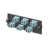 Placa Acopladora de Fibra Optica FAP, Con 6 Conectores LC Duplex (12 Fibras), Para Fibra Multimodo OM3/OM4, Color Aqua