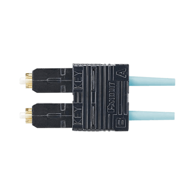 Conector de Fibra Óptica SC Duplex OptiCam, Multimodo 50/125 OM3/OM4, Pre-pulido, Color Aqua