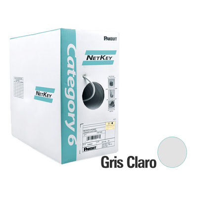 Bobina de Cable UTP de 305 m. de Cobre, NetKey, Gris Claro, Categoría 6 (24 AWG), 1000Mbps, Riser (CMR), de 4 pares