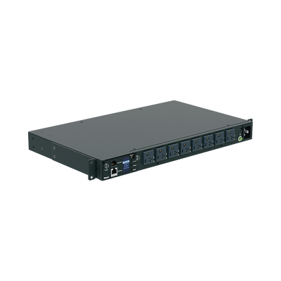 PDU Switchable y Monitoreable por Toma (MS) para Distribución de Energía, Enchufe de Entrada NEMA 5-15P, Con 8 Salidas 5-20R, Horizontal 19in, 120 Vca, 15 Amp, 1UR