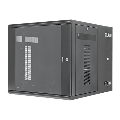 Gabinete PanZone de Montaje en Pared, de 19in, Puerta con Ventana de Seguridad, 12 UR, 762mm de Profundidad, Color Negro
