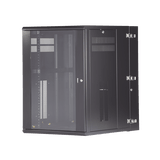 Gabinete PanZone de Montaje en Pared, de 19in, Puerta con Ventana de Seguridad, 18 UR, 762mm de Profundidad, Color Negro