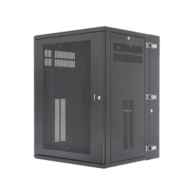 Gabinete PanZone de Montaje en Pared, de 19in, Puerta Ventilada, 18 UR, 635mm de Profundidad, Color Negro