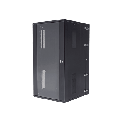 Gabinete PanZone de Montaje en Pared, de 19in, Puerta con Ventana de Seguridad, 26 UR, 762mm de Profundidad, Color Negro