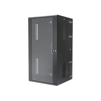 Gabinete PanZone de Montaje en Pared, de 19in, Puerta con Ventana de Seguridad, 26 UR, 635mm de Profundidad, Color Negro
