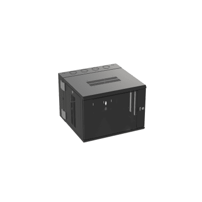 Gabinete PanZone de Montaje en Pared, de 19in, Puerta con Ventana de Seguridad, 9 UR, 635mm de Profundidad, Color Negro