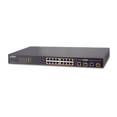 Switch Administrable L2 de 16 Puertos PoE+ y 2 Puertos Compartidos Gigabit TP/SFP
