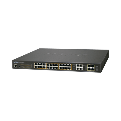 Switch Administrable L2, 24 puertos 10/100/1000T c/Ultra PoE + 4 puertos combo Gigabit TP/SFP, (600W)