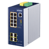 Switch Industrial Administrable Capa2, 8 Puertos Gigabit con PoE+ 802.3at, 2 Puertos SFP de 100/1G y 2 Puertos SFP de 100/1G/2.5G