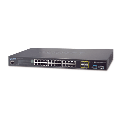 Switch de Acceso Stack Capa 2+ de 24 puertos + 4 compartidos TP/SFP + 2 Puertos 10G SFP+ Stack