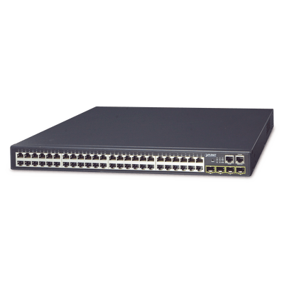 Switch Stack Administrable Capa 3 de 48 puertos 1Gbps + 4 puertos SFP 1Gbps Throughput 77 Mpps