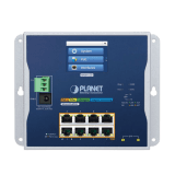 Switch Industrial Flat-Type 8 Puertos Gigabit C/PoE 802.3at, 2 Puertos SFP, LCD