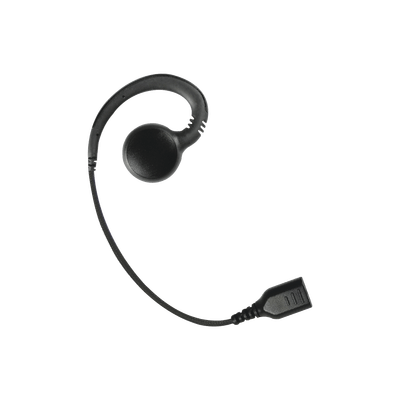 Auricular giratorio con gancho en forma de "G" con cable de fibra trenzada y conector SNAP. Requiere micrófono de solapa de 1 o 2 hilos de la Serie SNAP.