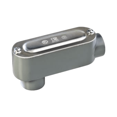 Caja oval roscada tipo LB de 2 1/2" corta (63.5 mm) incluye tapa y tornillos.