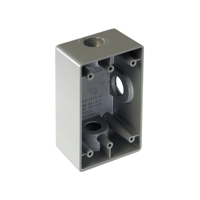 Caja Condulet FS de 1/2" ( 12.7 mm) con tres bocas a prueba de intemperie.