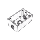 Caja Condulet FS de 1" (25.4 mm ) con tres bocas una arriba y una atrás a prueba de intemperie.