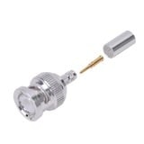 Conector BNC Macho de Anillo Plegable para Cable LP-142, LP-195, LMR-195, RG-58/U, RG-142/U, Plata/Oro/Teflón.