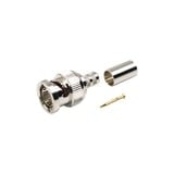 Conector BNC Macho en 75 Ohm, de Anillo Plegable para RG-59/U, Níquel/ Oro/ Teflón.