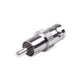 Adaptador de BNC Hembra a RCA Macho en 50 Ohm para Fono, uso en Aplicaciones de Audio-Video, Níquel/ Plata/ Delrin.