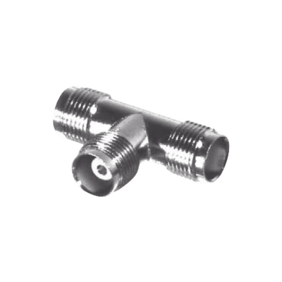 Adaptador en T, de Conector TNC Hembra a Doble TNC Hembra, Níquel/ Oro/ Teflón.
