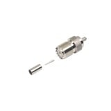 Conector UHF Hembra (SO-239) en Línea, de Anillo Plegable para Cable RG-58/U, RG-142/U, Níquel/ Plata/ Delrin.