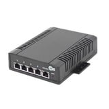 Switch para Aplicación Solar, 4 Puertos PoE 802.3 af/at 10/100/1000 Mbps y un Puerto de Datos, Entrada 12-24 Vcc