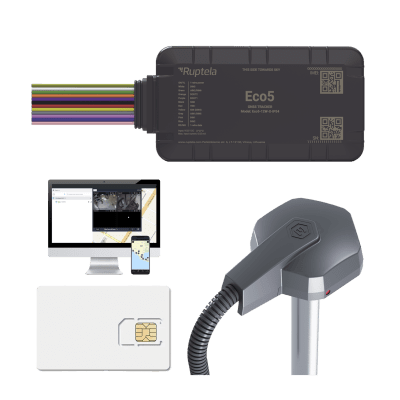 KIT Dispositivo de Rastreo Vehicular/ Sensor nivel de combustible cableado / Conectividad LTE Cat1 y LTE-M / BLE 5.0 / GNSS U-blox / Carcasa IP54 / Batería Interna de Respaldo / Detecta Interferencias / Incluye: EPCOMGPSCODE, TD6001000 y SIM500MB2Y
