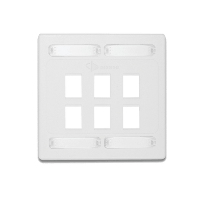 Placa de Pared Doble Modular 10G MAX de 6 Salidas, Color Blanco