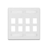 Placa de Pared Doble Modular 10G MAX de 8 Salidas, Color Blanco