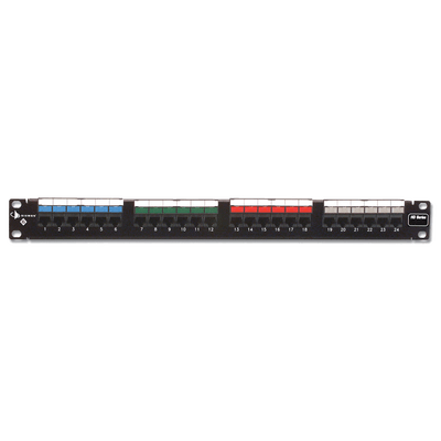 Patch Panel UTP HD6 de 24 puertos, Precargado con Jacks Categoría 6, Plano, 1UR