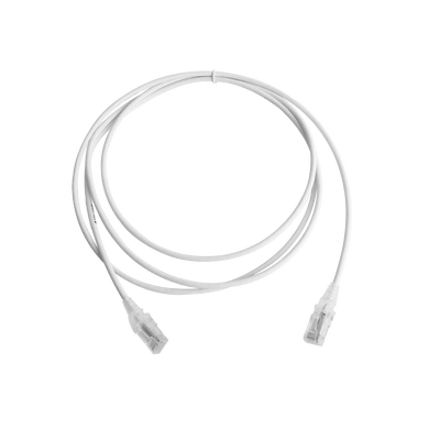Patch Cord MC6 Modular Cat6 UTP, CM/LS0H, 7ft, Color Blanco, Diámetro Reducido (28AWG), Versión Bulk (Sin Empaque Individual)