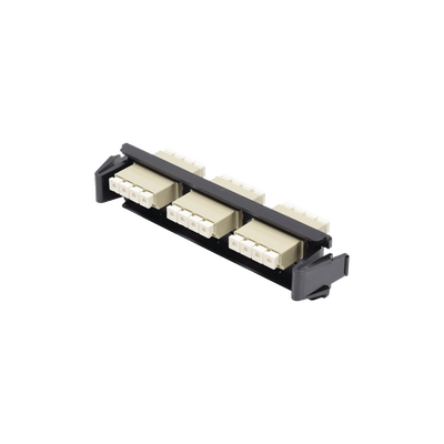 Placa acopladora de Fibra Óptica Quick-Pack, Con 3 Conectores LC Quad (12 Fibras), Para fibra Multimodo, Beige