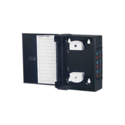 Mini Caja de Conexión de Fibra Óptica, Para Montaje en Pared, Hasta 48 Puertos LC (Acepta Dos Placas Acopladoras), Color Negro