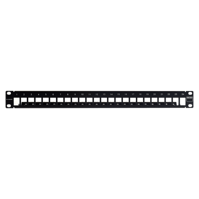 Patch Panel TERA-MAX Blindado de 24 Puertos, Modular (vacío), Plano, Color Negro, 1UR