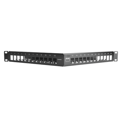 Patch Panel TERA-MAX de 24 Puertos, Modular, Angulado, Color Negro, 1UR