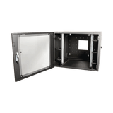 Gabinete de Pared Estándar de 19in, Abatible, de 12 UR, 610 mm de Profundidad, Color Negro