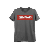 Playera gris talla mediana con logo de SIMRAD.