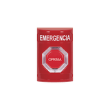 Botón de Emergencia, Texto en Español, Color Rojo, Acción Mantenida, Girar para Restablecer y LED Multicolor