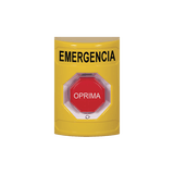 Botón de Emergencia en Español, Color Amarillo, Acción Mantenida, Girar para Restablecer y LED Multicolor