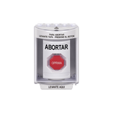 Botón de Abortar, Bocina de Advertencia Integrada, Texto en Español, Tapa Protectora de Policarbonato Súper Resistente con Espaciador, Restablecimiento con Llave