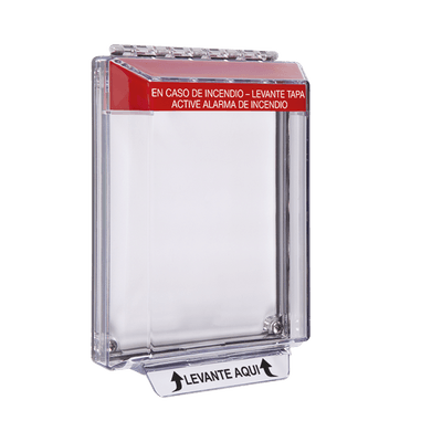 Cubierta Universal Transparente de Bajo Perfil y Texto de Incendio en Español