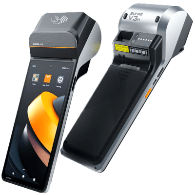 Terminal SUNMI V3 / Procesador Qualcomm Hexa-Core / Pantalla 6.75" HD / 3GB RAM + 32GB Almacenamiento / Impresora Térmica 58mm / NFC SoftPOS / Escáner Láser 2D / Compatible con SUNMI OS y Android 13