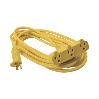 Extensión Eléctrica Tipo Abanico Uso Rudo 8 metros/ 127 V CA - 10 A Máximo / Color Amarilla.