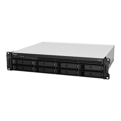 Servidor de Almacenamiento en Red Synology RackStation RS1221RP+ | 8 Bahías | Expandible a 12 Bahías | CPU AMD Ryzen V1500B | 4 GB DDR4 ECC | RAID Soportado | 10/25GbE | Virtualización Certificada | Protección de Datos Integral