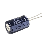 Capacitor Electrolítico Radial de Aluminio, 220 µFd, 25 Vcc, 105 °C, 8 x 11 mm.