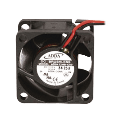 Ventilador Axial, sin Escobillas de 40 X 40 X 20 mm, Rodamiento de Baleros, Cables de 30 cm, 12 Vcc, 100 mA, 8.8 CFM.