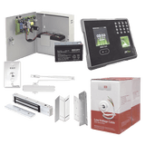 Sistema Completo de Acceso Y asistencia, Incluye Lector Biometrico MB160ID, Chapa magnética con bracket, Cierra puerta, Botón de Salida, Cable " Gratis ", y fuente profesional con Batería
