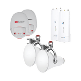 Enlace completo para Backhaul en 5 GHz hasta 1 Gbps con radios AF5XHD de Ubiquiti y Ultra Horn, ultra rechazo al ruido para enlaces largos, sin perdidas