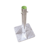 Base para Mástil Hasta 2" con Opresores, Base de 30 x 30 cm y Tubo de 50 cm Ced. 30. Galv. Inmersión.