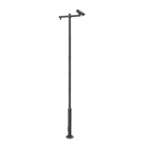 Poste Seccionado de 6 Metros / Especializado para la Instalación de Videovigilancia / Incluye Base de Cimentación y Brazo para Cámara PTZ / Color Negro
